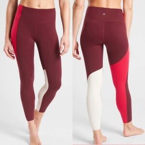 Athleta Elation Asymmetrical 7/8 Tight Garnet Red